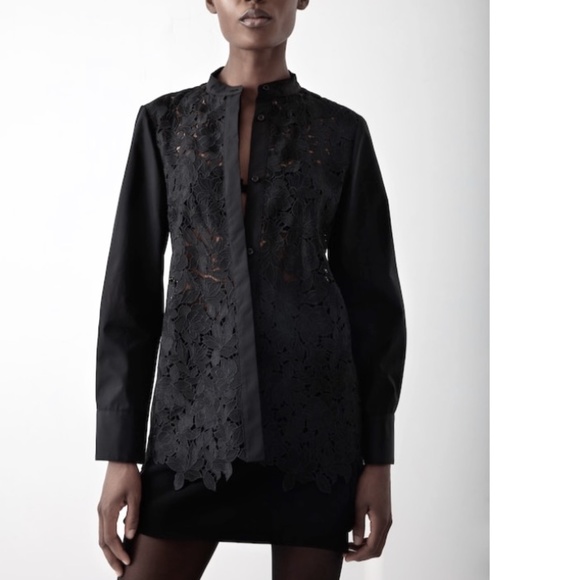 Lace Front Black Blouse size 2 - Picture 1 of 6